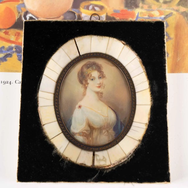 Wood Antique 19th Century Miniature Portrait of Queen Louise For Sale - Image 7 of 10