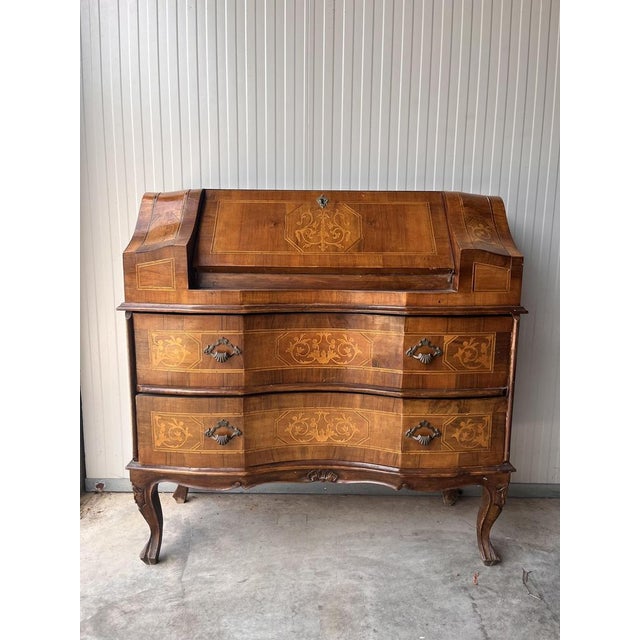 Vintage Inlaid Walnut Secretaire, 1950s For Sale - Image 6 of 9