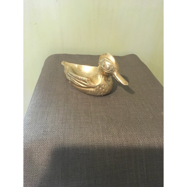 Mid-Century Modern Solid Brass Wood Duck Ashtray For Sale - Image 4 of 7