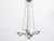 French French 1900s Opaline Four-Light Chandelier with Leaf Motifs and Profiled Links For Sale - Image 3 of 7