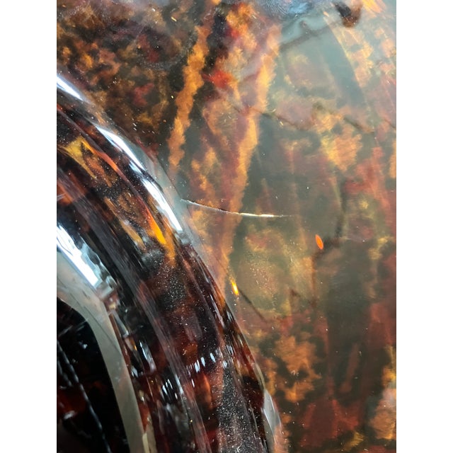 1980s Tortoise Shell Hand Blown Glass Charger Plate For Sale - Image 4 of 5