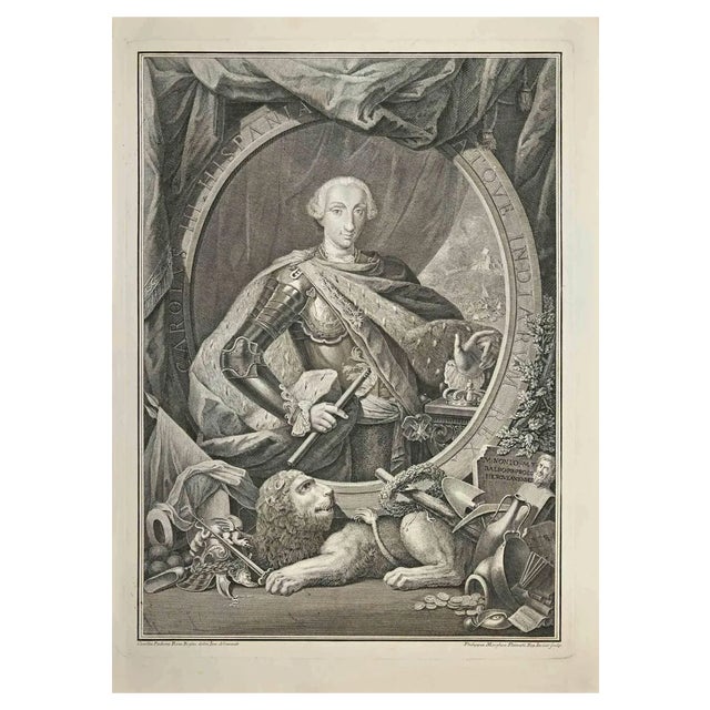 Filippo Morghen, Charles III, King of Spain, Etching, 1760s For Sale