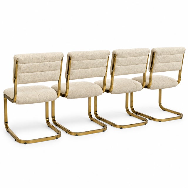 Cal-Style 1970s Mid-Century Modern Cal-Style Brass Cantilever Dining Chairs Model 7411 - Set of 4 For Sale - Image 4 of 8