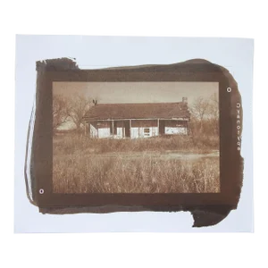 Vintage Cyanotype Old Farmhouse Sepia Photograph