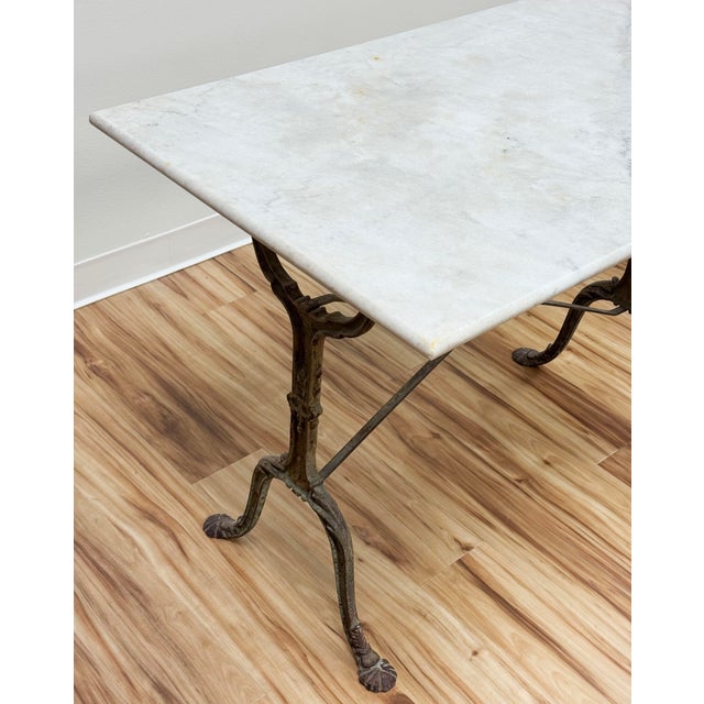 Antique French Style Marble Top Cast Iron Bistro Table For Sale - Image 12 of 16