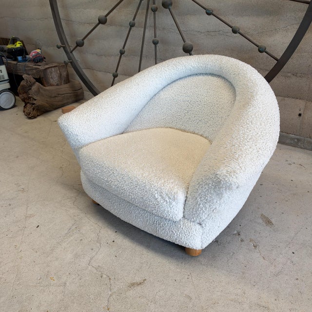 Pair of Vintage 1950s French-Style Plush Ivory Lounge Chairs After Royere For Sale In San Diego - Image 6 of 13