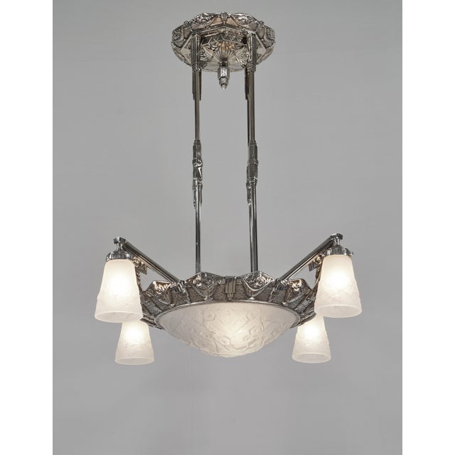 French Art Deco Chandelier by Petitot & Muller Freres 1930 France For Sale - Image 6 of 15