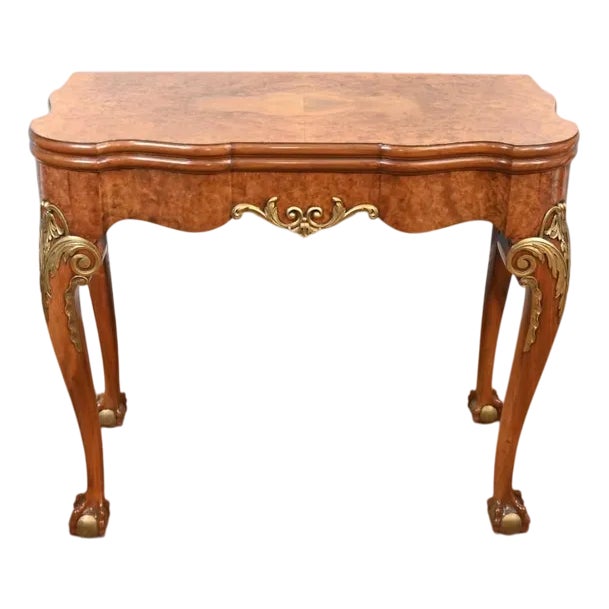 Queen Anne Games Table Console in Walnut from Epstein and Co., 1890s For Sale