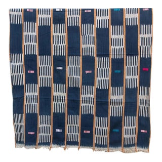 Vintage Baoule African "Comoe Grid" Ikat Throw For Sale