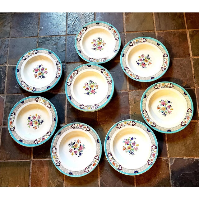 Cauldon Antique Cauldon England Soup Bowls- Set of 8 For Sale - Image 4 of 4