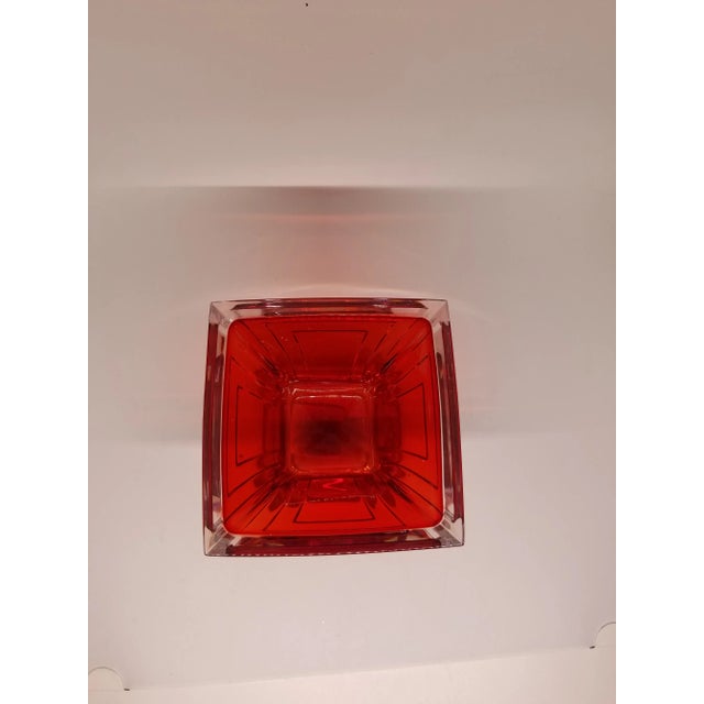 Contemporary Mikasa City Lights Red Crystal Votive Candle Holder Candy Dish For Sale - Image 3 of 4