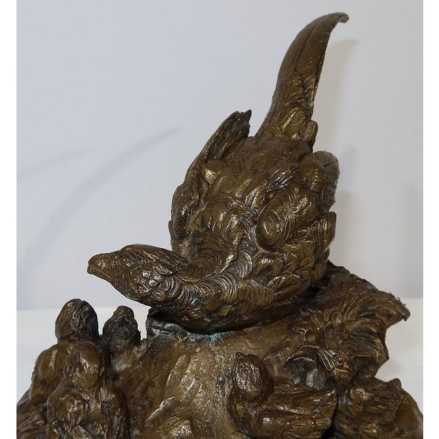 Vilavan, Pheasant and Her Young, Early 20th Century, Bronze For Sale - Image 3 of 18