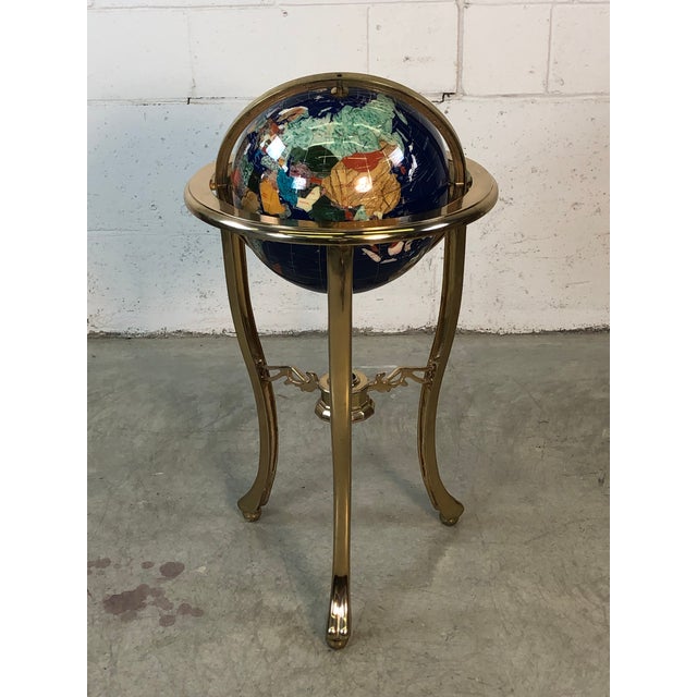 Mosaic Tile World Globe Brass Floor Stand W/ Semi Precious Stones