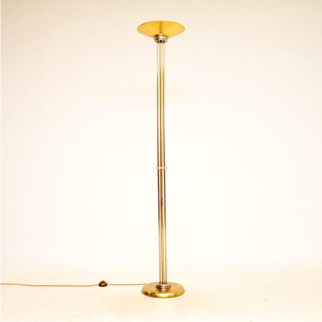 Metal Vintage Italian Brass & Chrome Floor Lamp, 1970s For Sale - Image 7 of 7