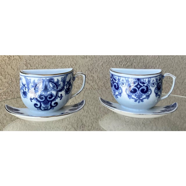 White Circa 1980 Bombay Company Blue & White Earthenware Teacup Wall Pockets - a Pair For Sale - Image 8 of 12