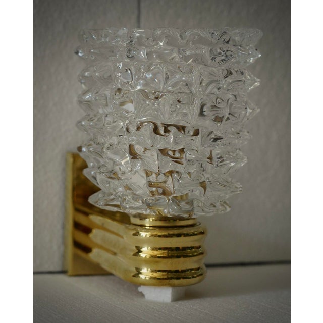 Round Murano Glass and Brass Light Pink Wall Sconce, 2000 For Sale - Image 11 of 11