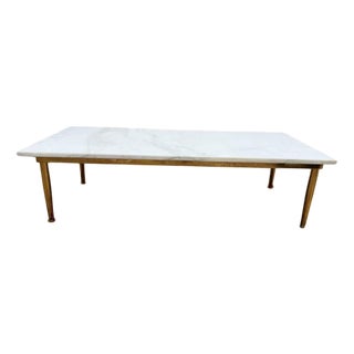 Brass and Carrara Marble Coffee Table, 1970s For Sale