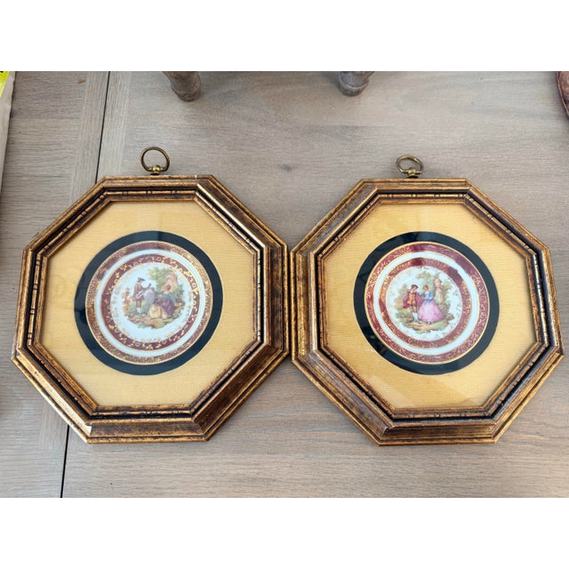 Mid 20th Century Limoges Fragonard Octagonal Framed Plates For Sale - Image 5 of 11