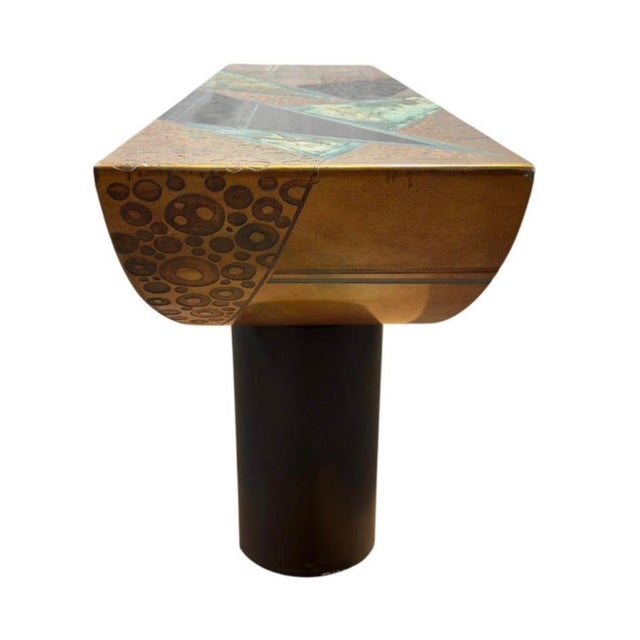 Postmodern Rare Postmodern Mixed Media Sculptural Metal Console Table | Memphis Style | 60" Art Console For Sale - Image 3 of 7