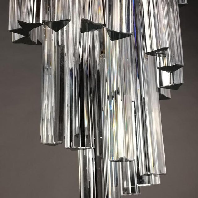 Wood Crystal Glas Trilobo Spiral Chandelier from Venini, 1960s For Sale - Image 7 of 16
