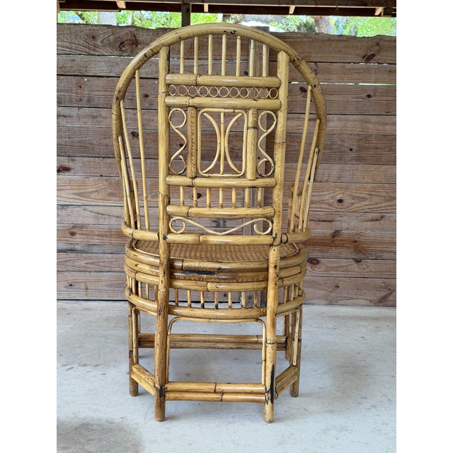 Brighton Pavilion Vintage Refinished Brighton Pavilion Style Rattan Cane High-Back Armchair For Sale - Image 4 of 12