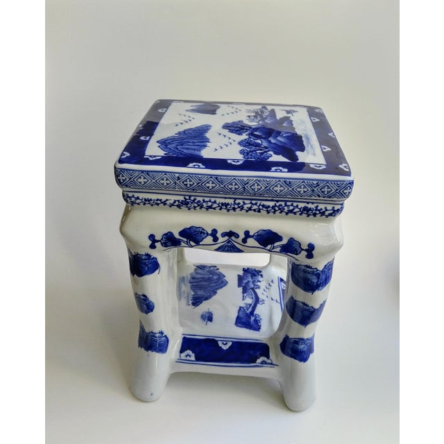 Blue and White Ceramic Ottoman Chairish