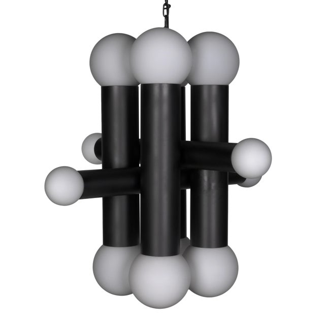 Crafted from industrial-grade steel and frosted glass, the Amadeus Chandelier combines durability with a touch of...