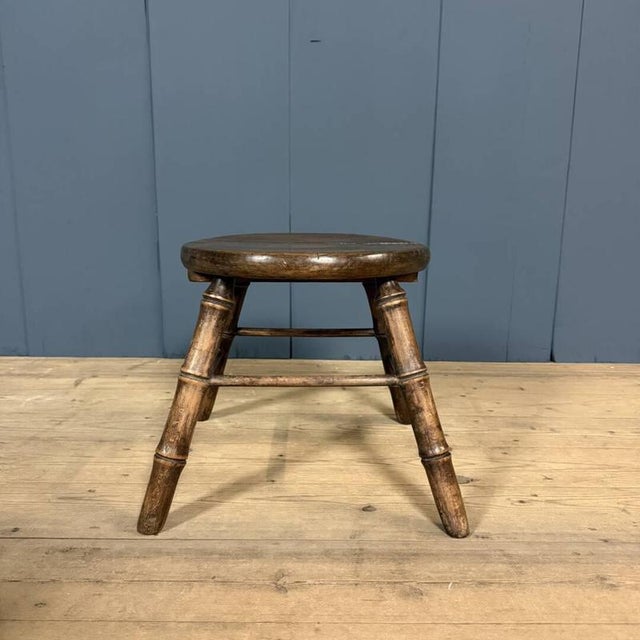 Stool in Beech and Faux Bamboo For Sale - Image 6 of 16