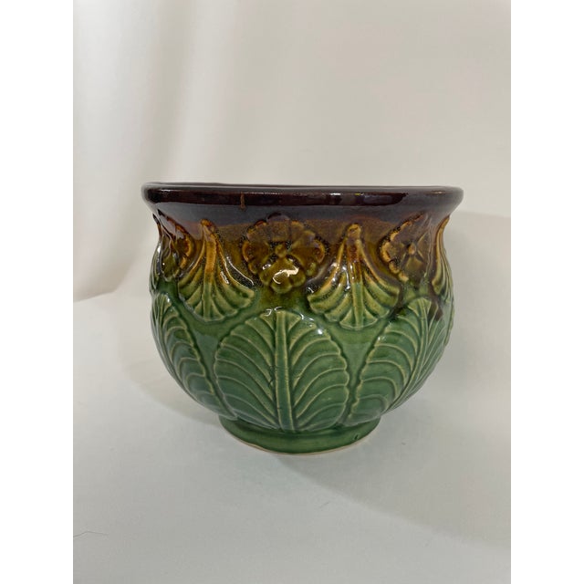 Early 1900s Weller Art Pottery Majolica Cachepot Planter For Sale - Image 6 of 13