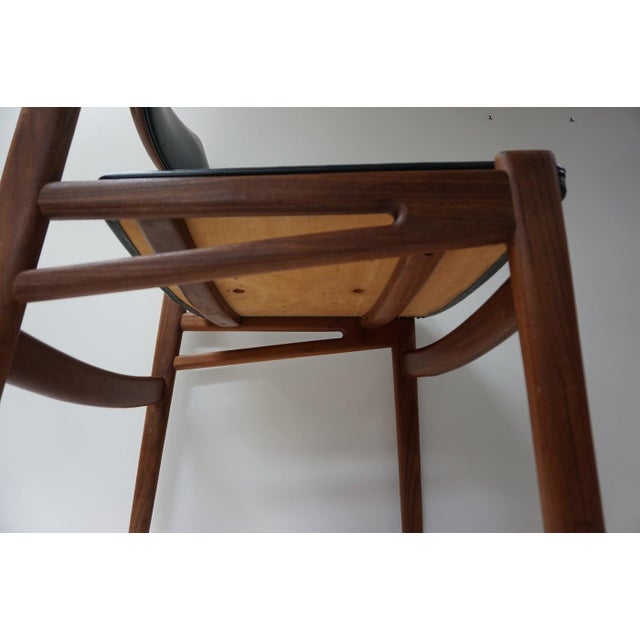 Wood Scandinavian Teak and Green Leatherette Dining Chairs, 1960s, Set of 4 For Sale - Image 7 of 18