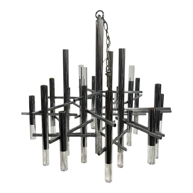 1960's Gaetano Sciolari Mid-Century Modern Chandelier 27" For Sale
