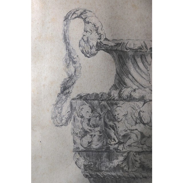 Antique Original 18th Century Figural Garniture Ornamental Urn Planter Drawing For Sale - Image 9 of 12