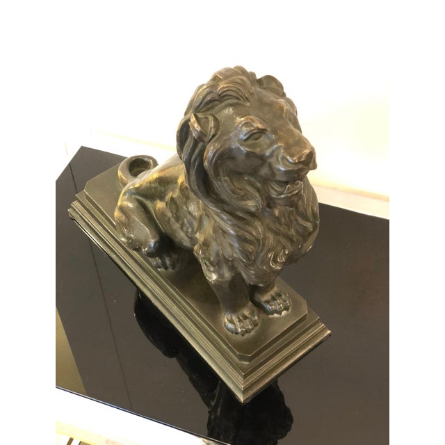 Art Deco Bronze Animal Lion Sculpture, 1930s For Sale - Image 10 of 14
