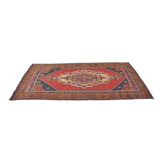 Red & Nvy Blue Vintage Floral Carpet For Sale