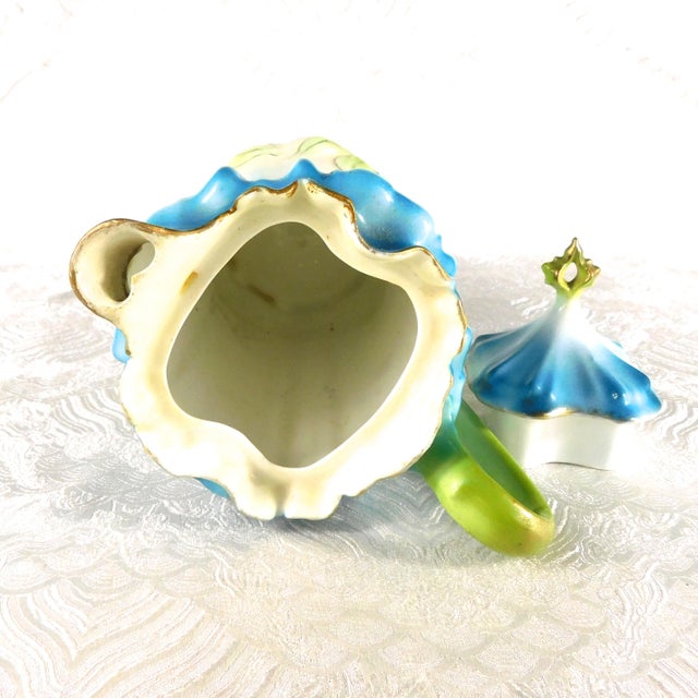 Teal and Light Green Shaped Chocolate Pot For Sale - Image 10 of 11