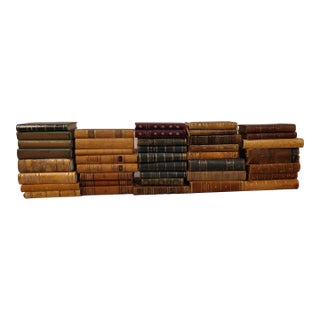 Vintage Leather Books- Set of 40 For Sale