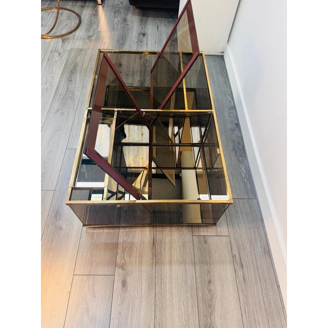Vintage Cocktail Coffee Table in Brass and Glass, 1970s For Sale - Image 6 of 11