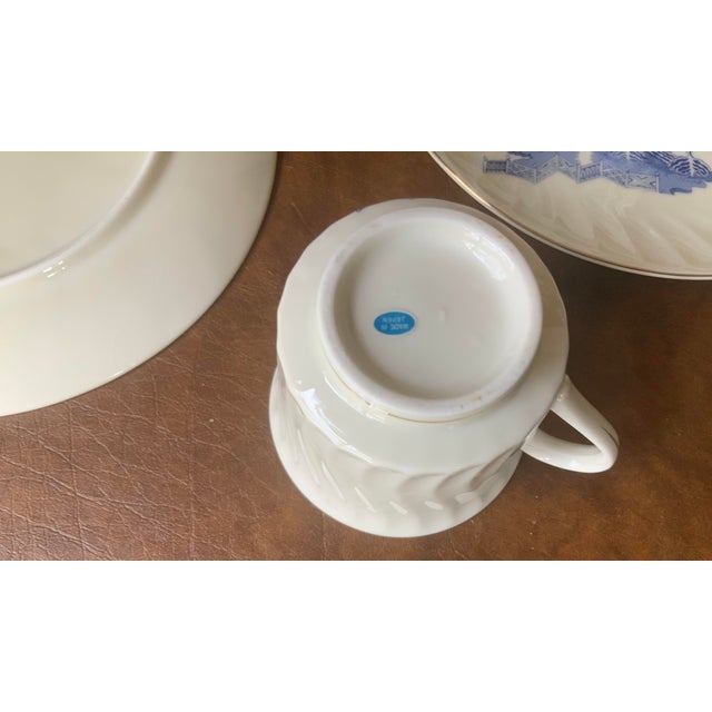 Modern 1980s Snack Plates With Cups Set of 8 - 16 pcs For Sale - Image 3 of 4