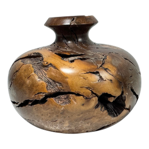 Mid Century Modern Hand Crafted Rustic Burl Wood Bud Vase.