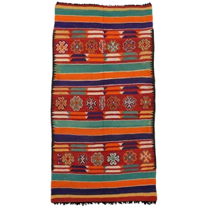 Vintage Berber Moroccan Kilim Tribal Rug - 6′ × 11′5″