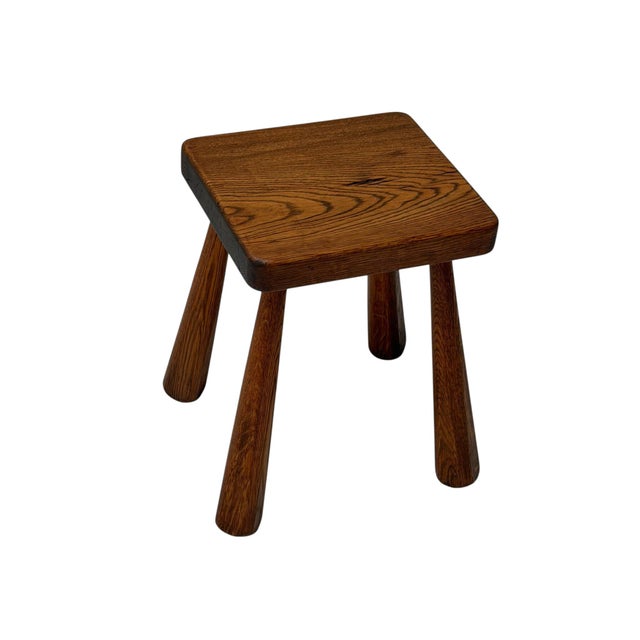 Brutalist Stool in Oak, Dutch Design, Mid-Century, 1960s For Sale - Image 9 of 11