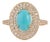 1.43ct Oval Turquoise Cabochon Double Halo Diamond 14k Gold Contemporary Ring Size 5 For Sale