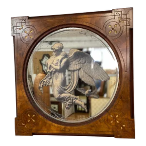 19th Century Eastlake Mirror With Reverse Painting of Angel