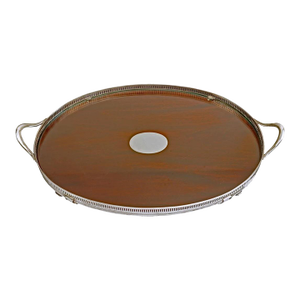 Edwardian Mahogany Oval Tray Silverplate Wood Tray Maple & Co London