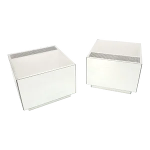 Pair of Very Fine Mirrored Box Planters Lights Stainless Steel Cases