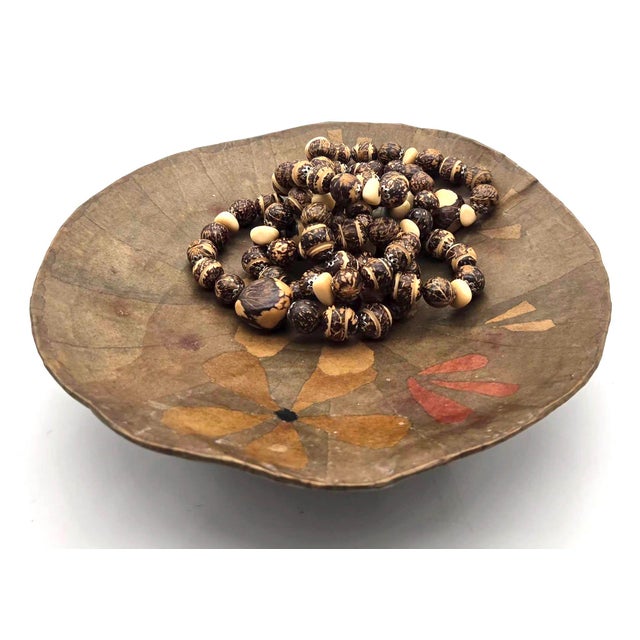 Olive Vintage Handcrafted Papier-Mâché Decorative Pedestal Bowl For Sale - Image 8 of 11