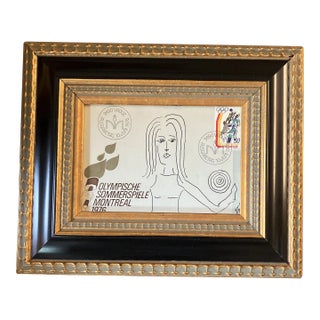 Contemporary Original Judy Henn “First Day Playing Ball” Ink Drawing/Collage Framed For Sale