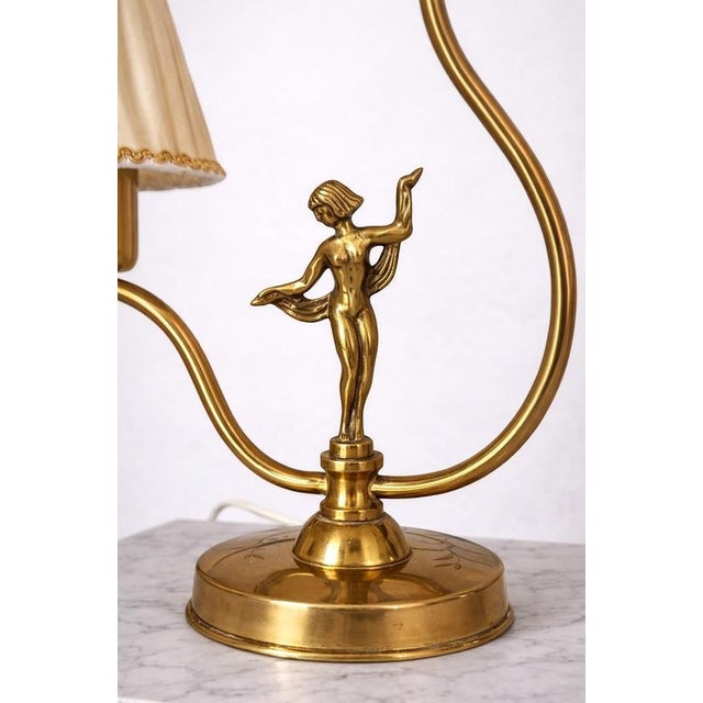 Gold Swedish Art Deco Brass Figural Table Lamp from Ystad-Metall, 1930s For Sale - Image 8 of 9