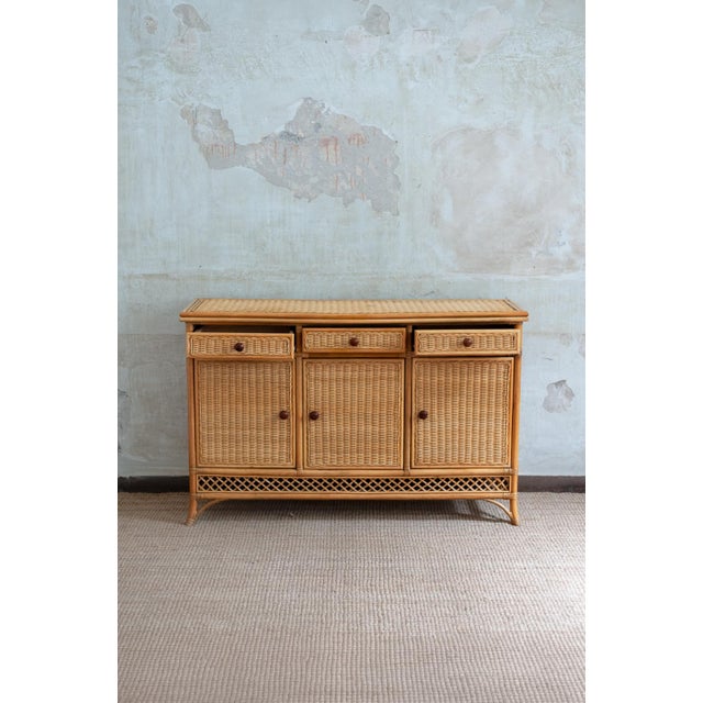 Vintage Bamboo and Rattan Sideboard, 1970s For Sale - Image 3 of 11