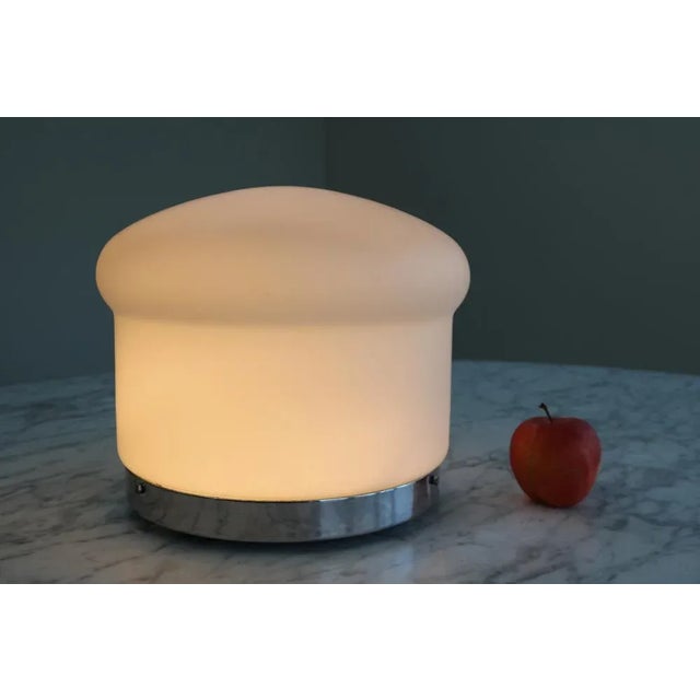 Table Lamp Lamp in Satin Opal Glass from Staff, 1970s, in Very Good conditions. Designed 1970 to 1979 This piece has an...